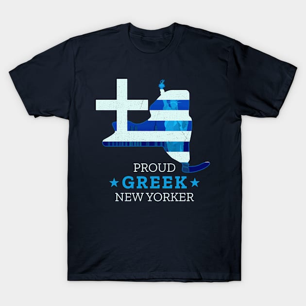 Proud Greek New Yorker - New York State T-Shirt by Family Heritage Gifts